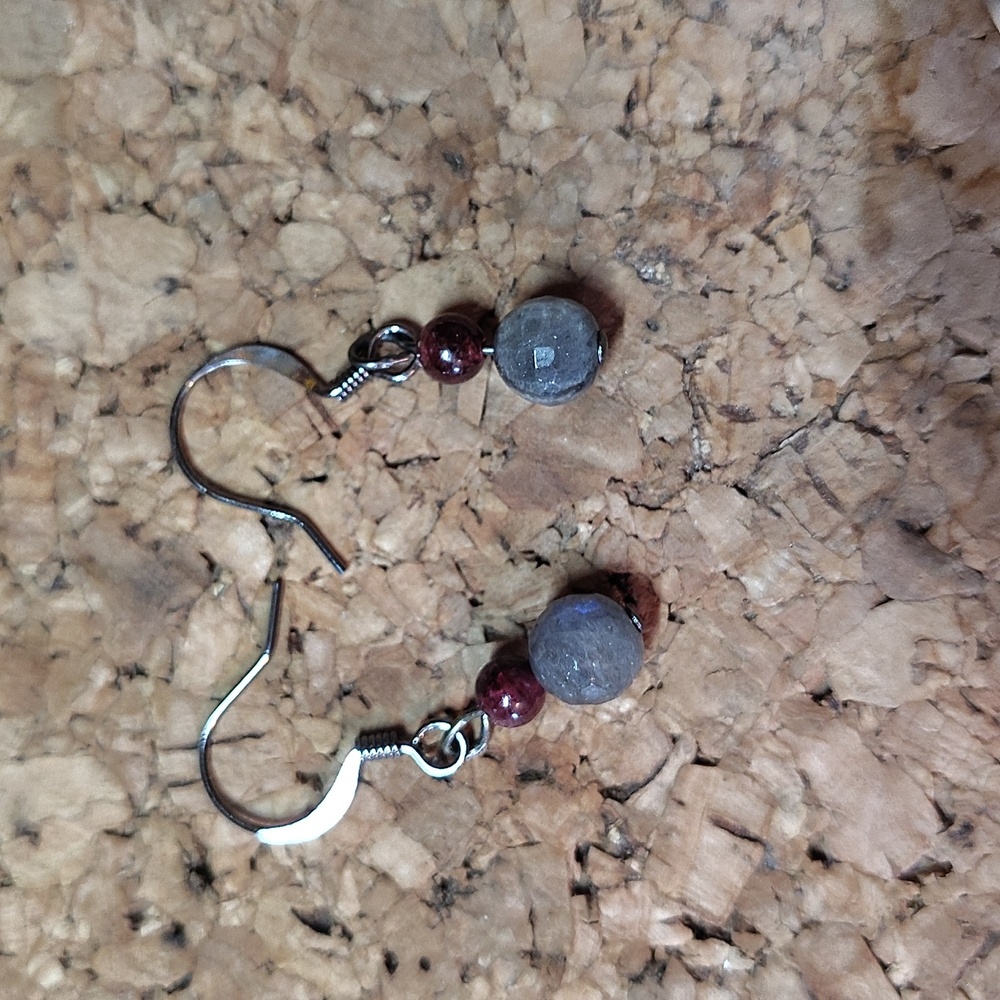 Labradorite And Garnet Earrings